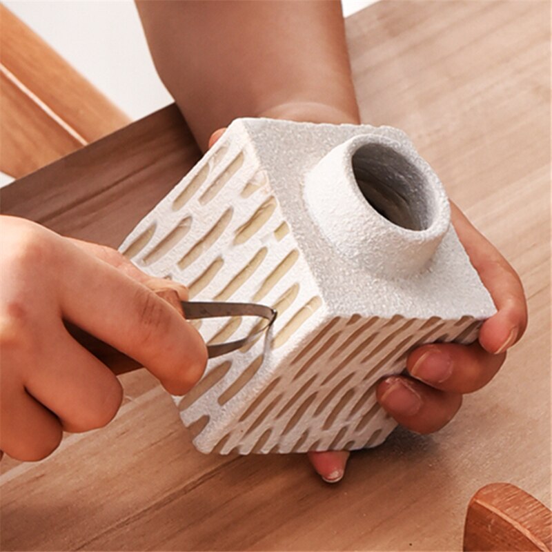 Clay Scraper Carving Tool Pottery Ceramics DIY Wooden Handle Ring Scraping Trimming Knife Polymer Clay Sculpture Modeling Tool