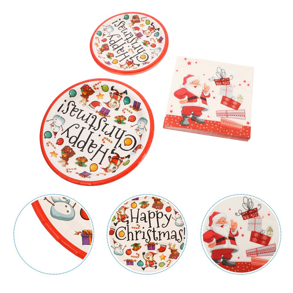 1 Set Paper Plate Christmas Plates Party Tissue Dinnerware Set Party Supplies: Default Title