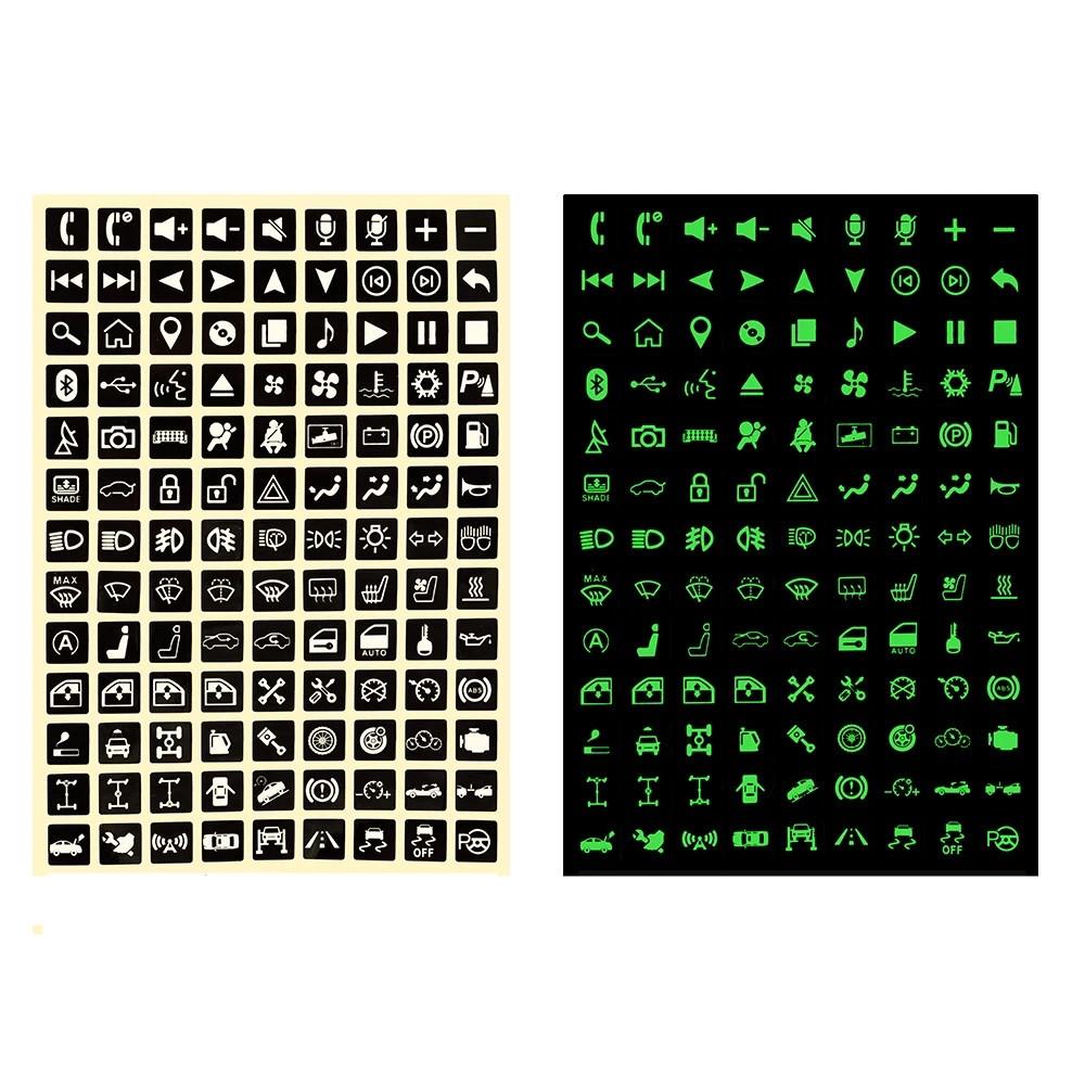 11 Set Universal Car Button PVC Luminous Stickers Multi-function Car Interior Stickers Car Styling Decoration Switch Label