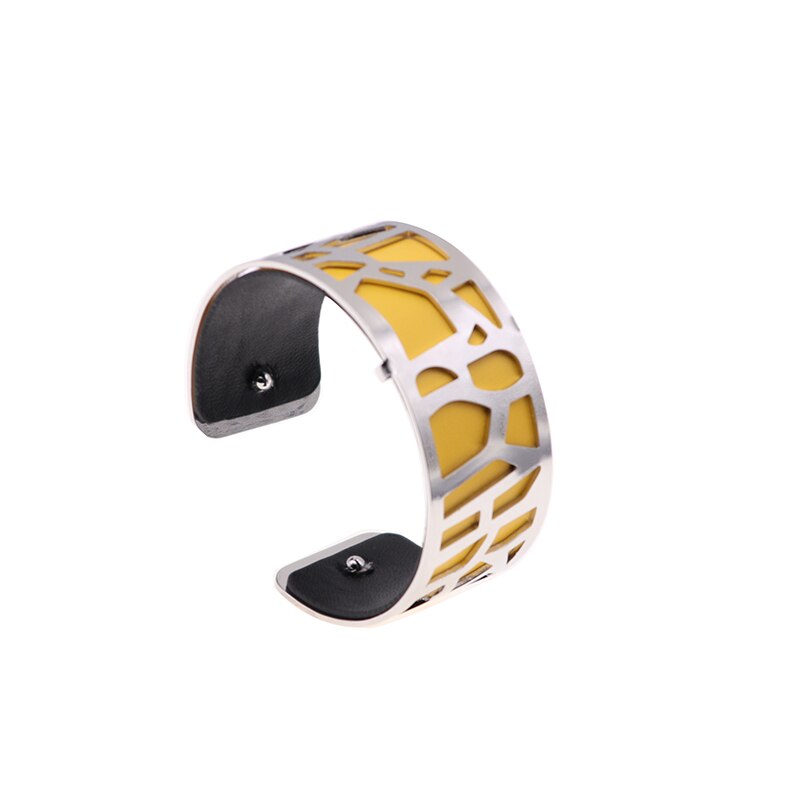 Sølvfarvet giraf manchet armbånd udskifteligt hul cuir læder armbånd bijoux armbånd argent til kvinder: Wz0208