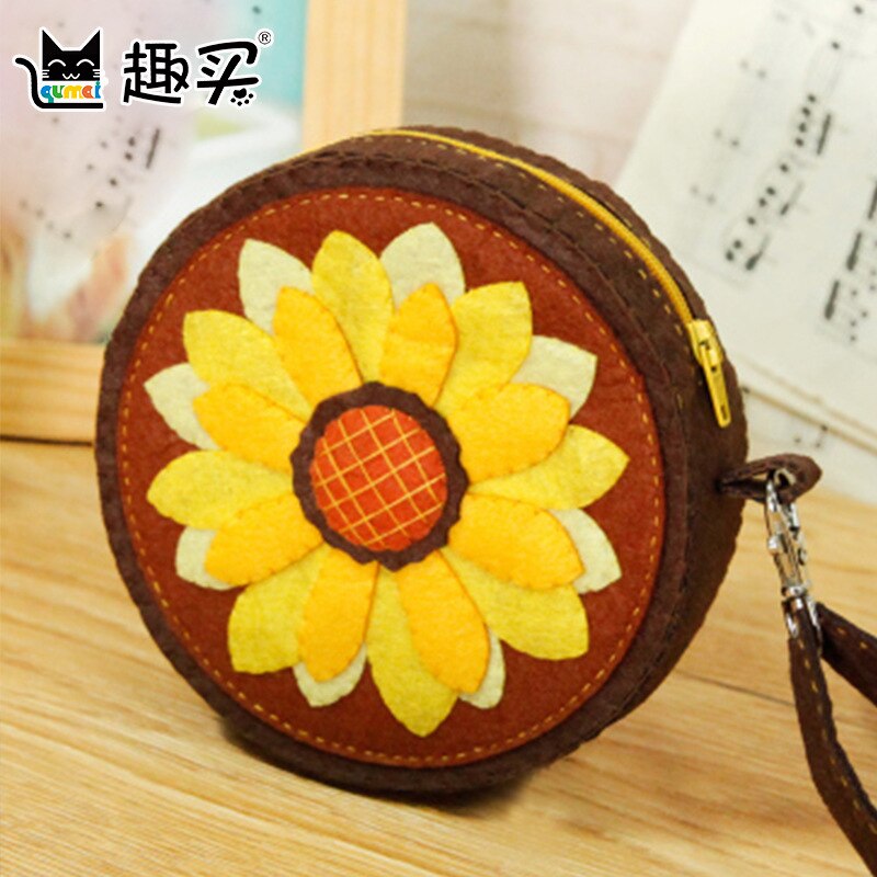 Hand Bag Large Collection Change Hand Holding Small Bag Unwoven Hand-woven Fabric Diy Material Bag Package Cut-free Purses: Sunflower.