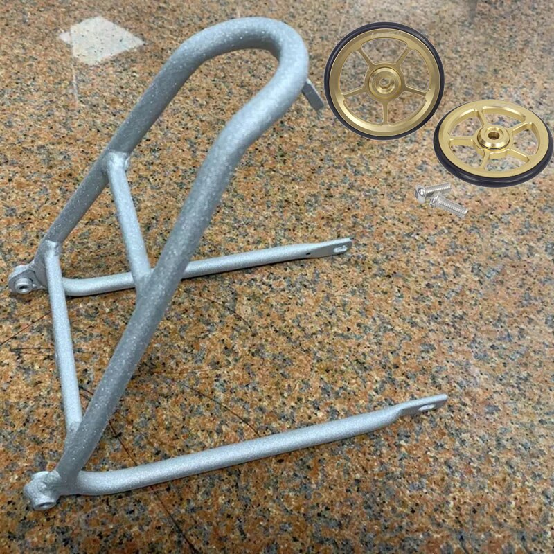 Bicycle Alloy Rear Shelf Q Rack With Easywheels for Brompton 3SIXTY PIKES Folding Bike Lightweight Rear Rack 150g: Silver-Champagne