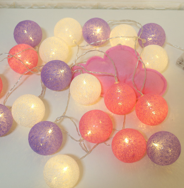 Guirnalda de luces LED de 20 bolas de algodón, decoración navideña para el hogar, dormitorio, luces Led de colores de 4cm, decoración para de boda y vacaciones: YELLOW / 0-5 W