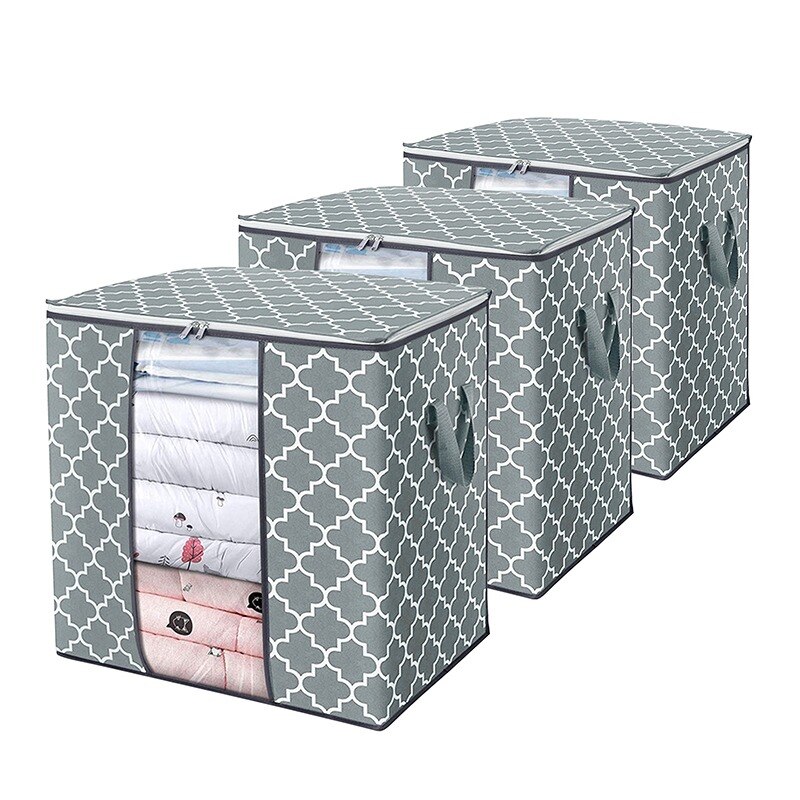 Non Woven Fabric Large Capacity Dirty Clothes Collecting Bag Quilt Blankets Storage Bags With Clear Window Clothing Organizer