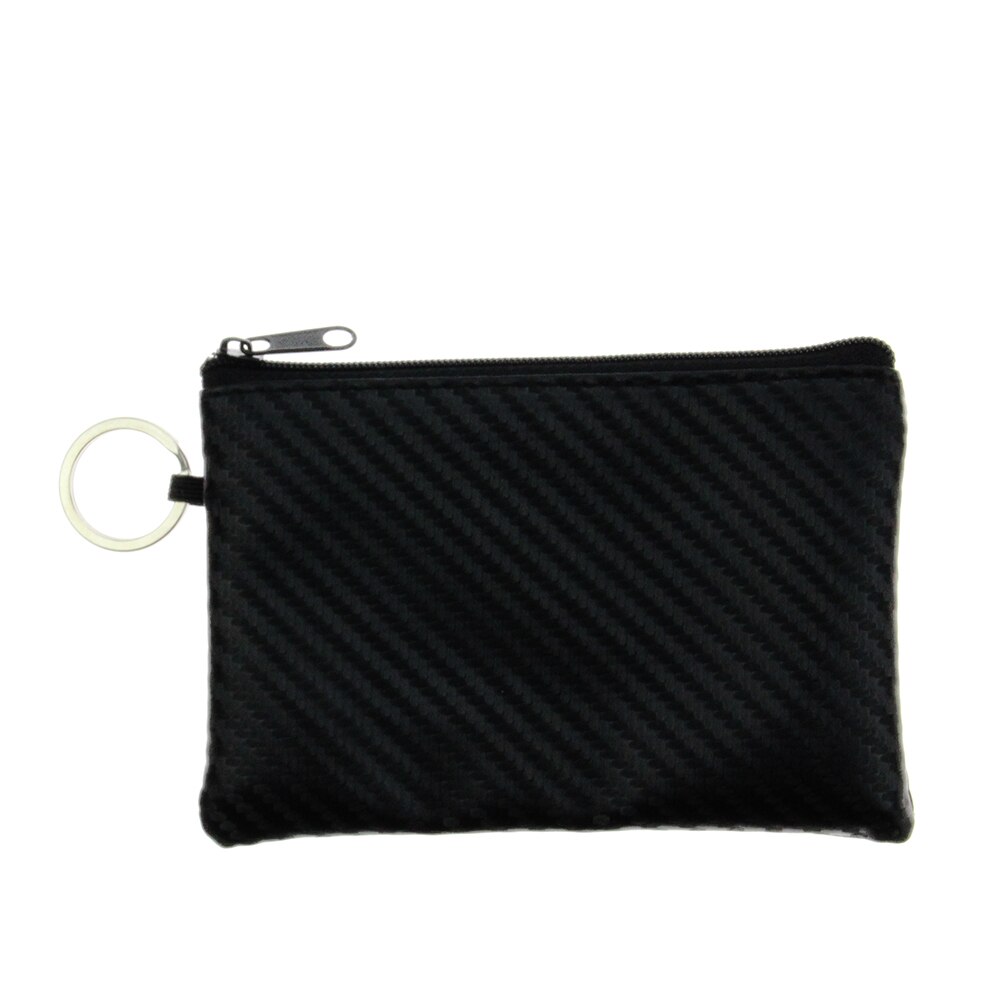 Mini fones de ouvido bolsa de fibra de carbono bolsa de couro do plutônio pequeno zíper moeda bolsa titular do cartão dinheiro chave carteira com anel presentes