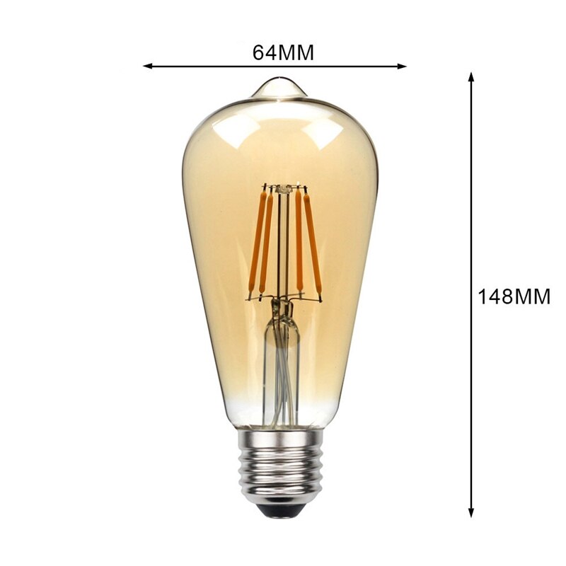 Retro 4w 6w led-lampor  e27 sockel 220v varmvita 2700k vackra glödlampor 6 cps ett set