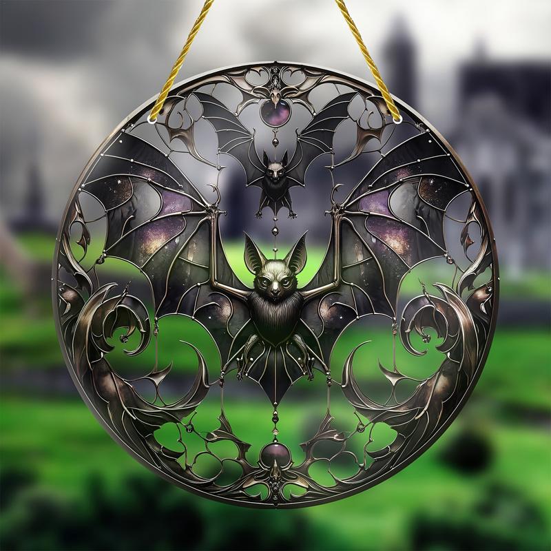 Attrape-soleil pour décoration d'Halloween, chauve-souris et fantôme, ornement mural, pendentif de fenêtre en acrylique, décoration intérieure gothique, usure, effrayant