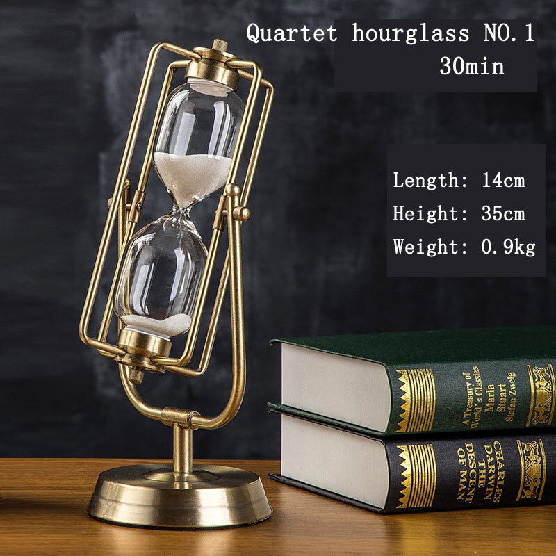 15min Square Frame Simple Hourglass Metal Rotating Hour Glass Office Desktop Decor Kitchen Timer Yoga Sand Clock Xmas Timer: 14x35cm 30min