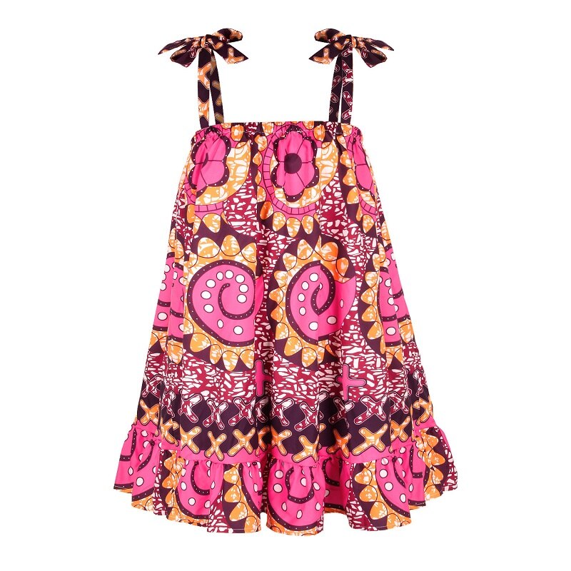 Plus Size African Dresses for Women Dashiki Bazin Ankara Slip Dress African Print Sleeveless Ruffle Midi Beach Dress
