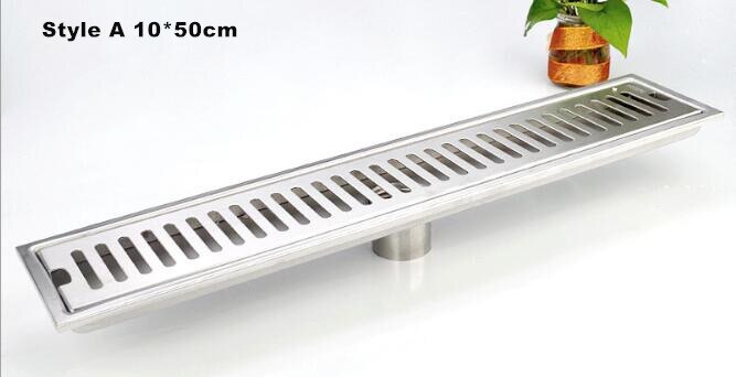 10x40cm Large Modern Brass Grille shape Bathroom Floor Waste Grate Shower Drain Drainer Bathroom Sanitary Floor Drain 58089: Yellow