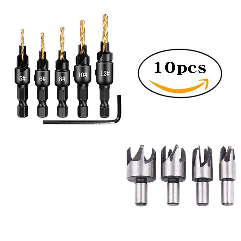 Woodworking Countersunk Drill Set With Hexagonal Handle: 4ZS 6DT