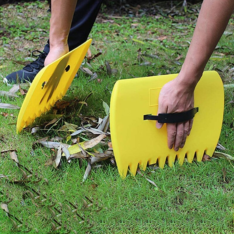 Recogedor de hojas de jardín portátil, herramienta de recogida de hojas, rastrillo de mano, recogedor de césped para patio, 1 par