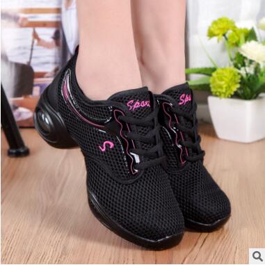 Zapatos Danza Sport Feature Soft Buitenzool Breath Dans Schoenen Sneakers Voor Vrouw Praktijk Schoenen Modern Dance Jazz Schoenen: Black / 4