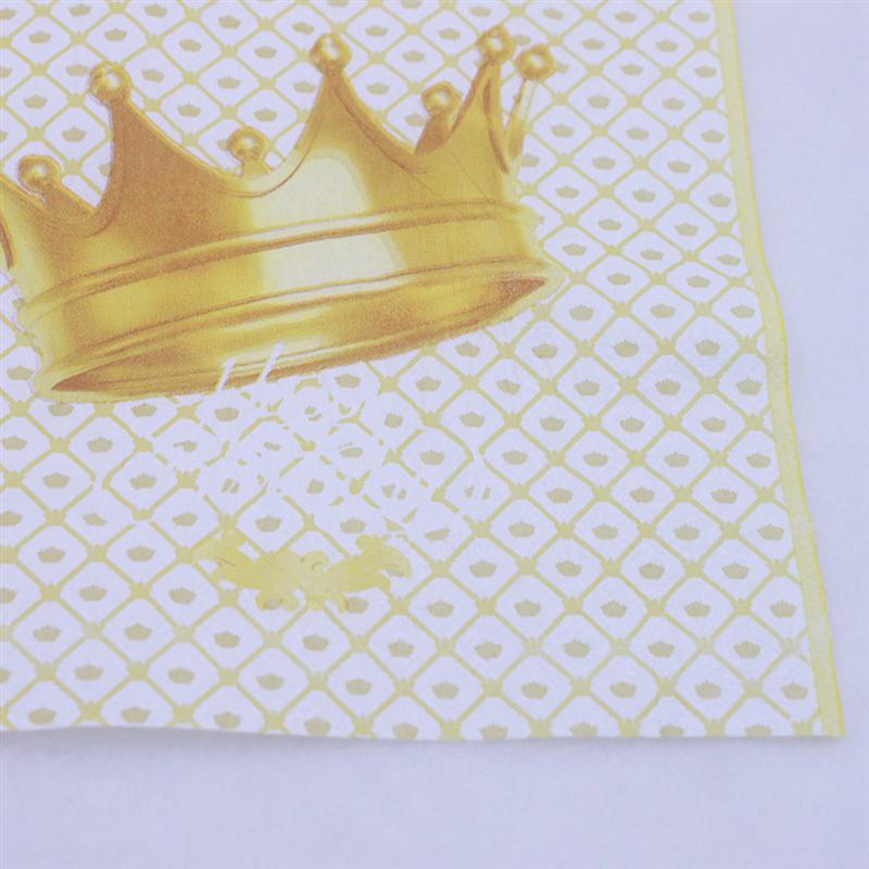 60 Pcs Handdoeken Creatieve Golden Crown Gedrukt Vierkante Zakdoek Servetten Voor Bruiloft