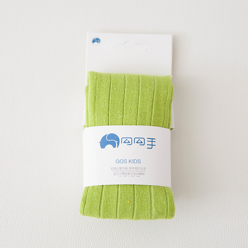 Collants à rayures larges en coton pour filles, en tricot pour enfants, serré, couleur Pure, hiver: green / XS