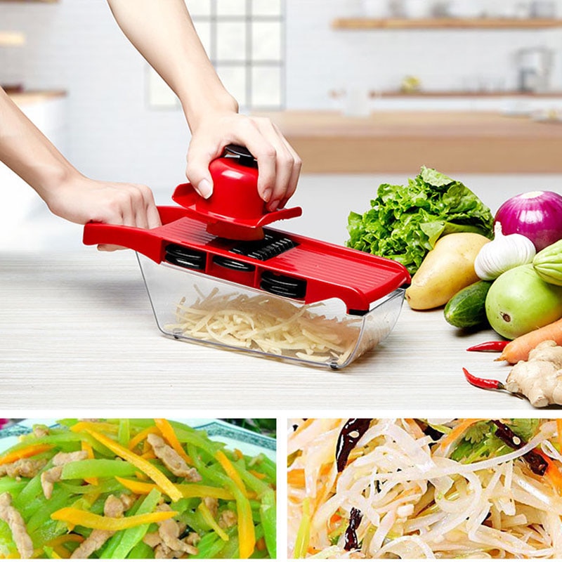 6 In 1 Multifunctionele Groenten Cutter Keuken Roestvrij Blade Rasp Ronde Mandoline Slicer Aardappel Slicer Keuken Gadgets