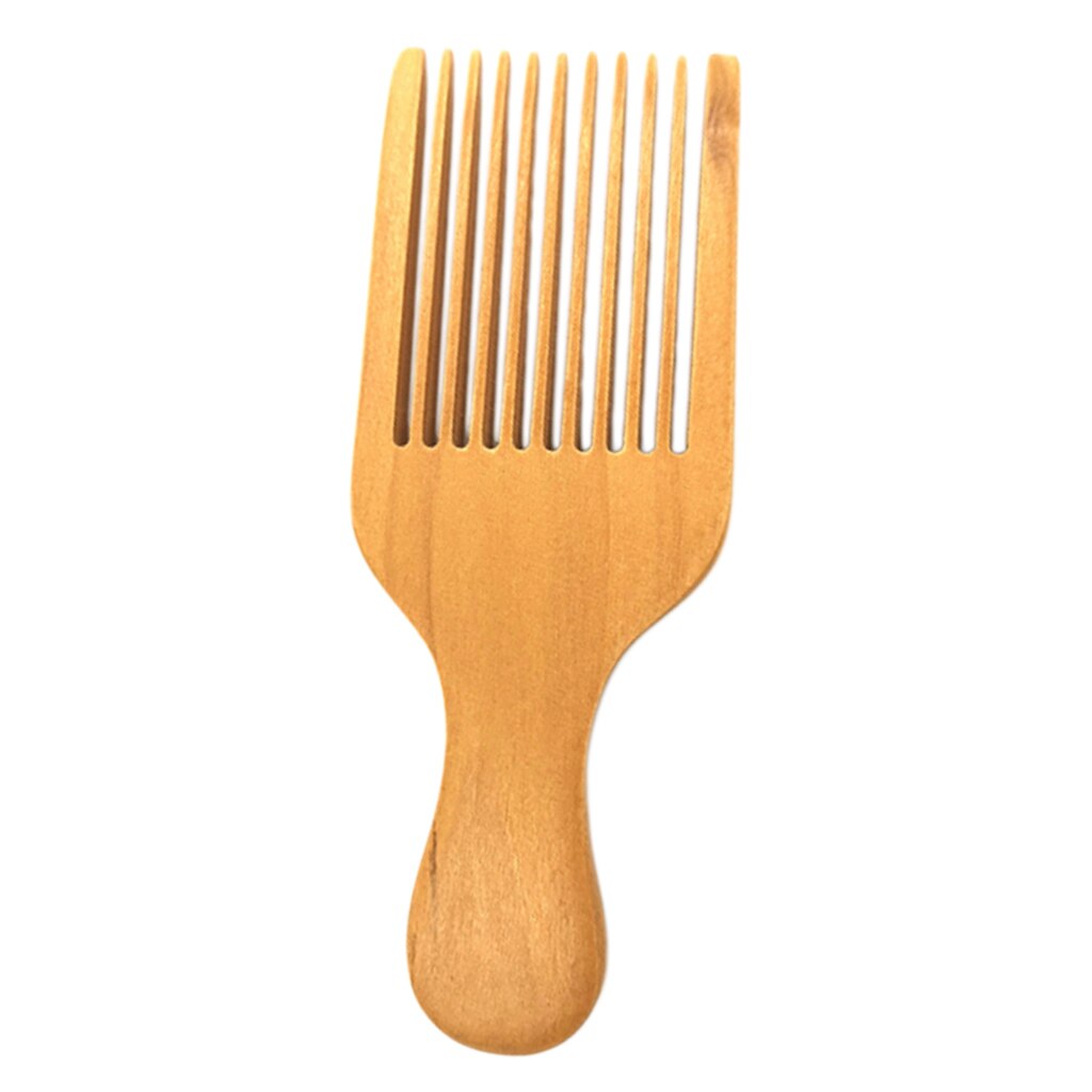 Paquet de 2 peigne à cheveux/barbe-peigne de Massage du cuir chevelu en bois de couleur marron naturel avec poignée Portable (dent large)
