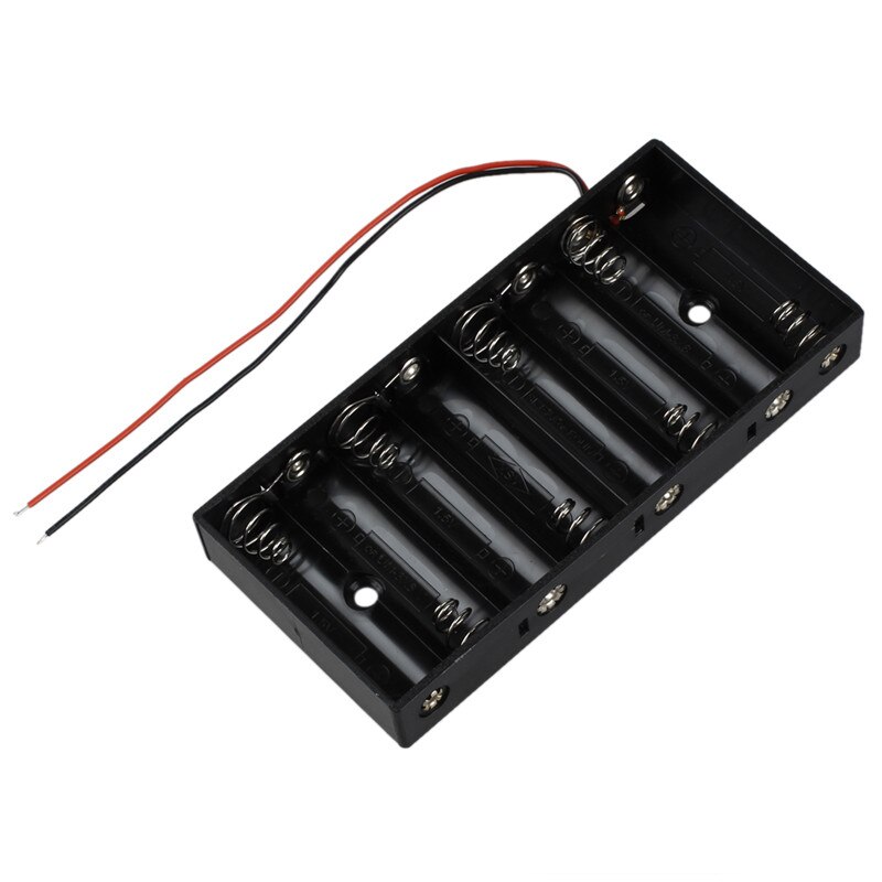 Aufbewahrungsbox für 8 x x 1.5v aa 2a -zellen-batterien aus kunststoff, standardgröße 12v mit anschlusskabel: Default Title