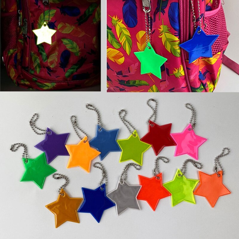 10Stck Art Sicherheit Reflektoren Schlüsselanhänger Stilvolle Reflektierende Sterne Getriebe Rucksäcke Kinderwagen Jacken Sicher Reflektor Keychain
