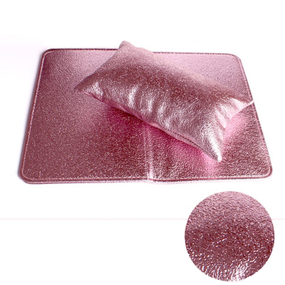 Kit de herramientas de manicura, cojín de cuero PU suave para manicura, cojín de descanso de manos, almohadilla para salón de manicura, soporte para muñeca y brazo, estera de esponja: Rose Gold