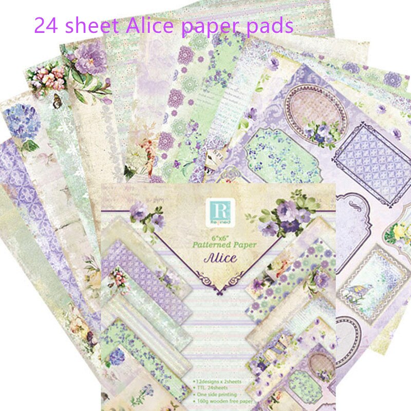 24 sheet Swan Flamingo Scrapbooking background paper 6 inch pattern paper material for DIY photo album scrapbook junk journal: Purple Alice