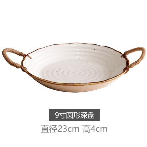Japanese style retro ceramic bowls and home dishes Ramen bowl salad bowl ceramic retro tableware: 9 inches