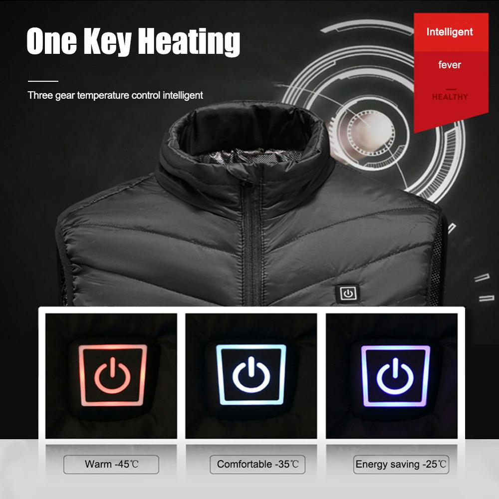 Verwarming Vest Wwashable Usb Opladen Verwarming Warm Vest Drie-Speed Control Temperatuur Maximale 45 ° C Golf S ~ 4xl Zonder Batterij