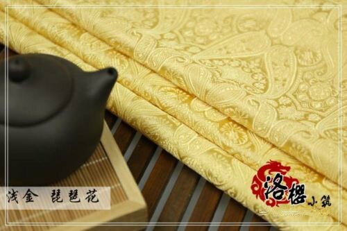 Brokad jacquard siden tyg kostym kinesiska kläder klänning kimono kläder tyger pipa blomma: Ljusguld
