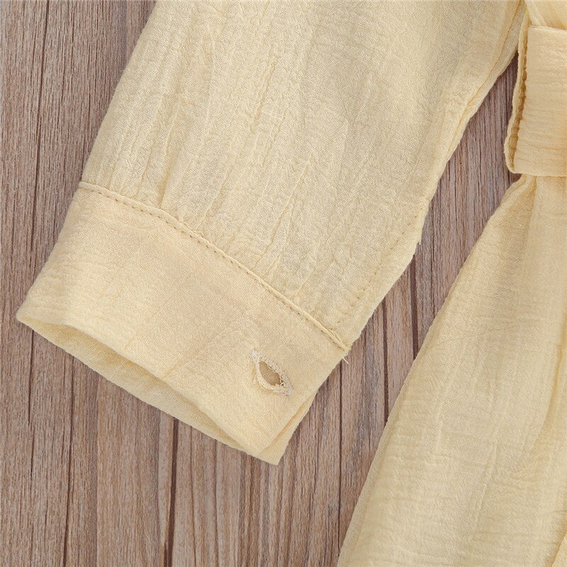 2020 autunno Del Bambino Del Bambino Della Ragazza Del Bambino Vestiti A Maniche Lunghe Pagliaccetto di Un Pezzo del Risvolto del Collo Bottoni Vita del Legame Shorts Tuta Outfit 2-6Y