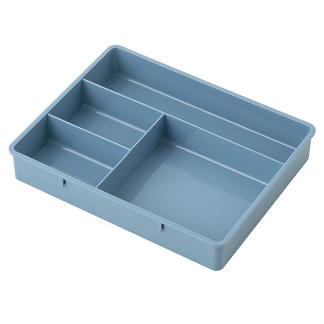 Plastic Stationery Divide Drawer Organizers Desk Storage Box Jewelry Makeup Case Lipstick Cotton Lipstick Sundries Container: Blue
