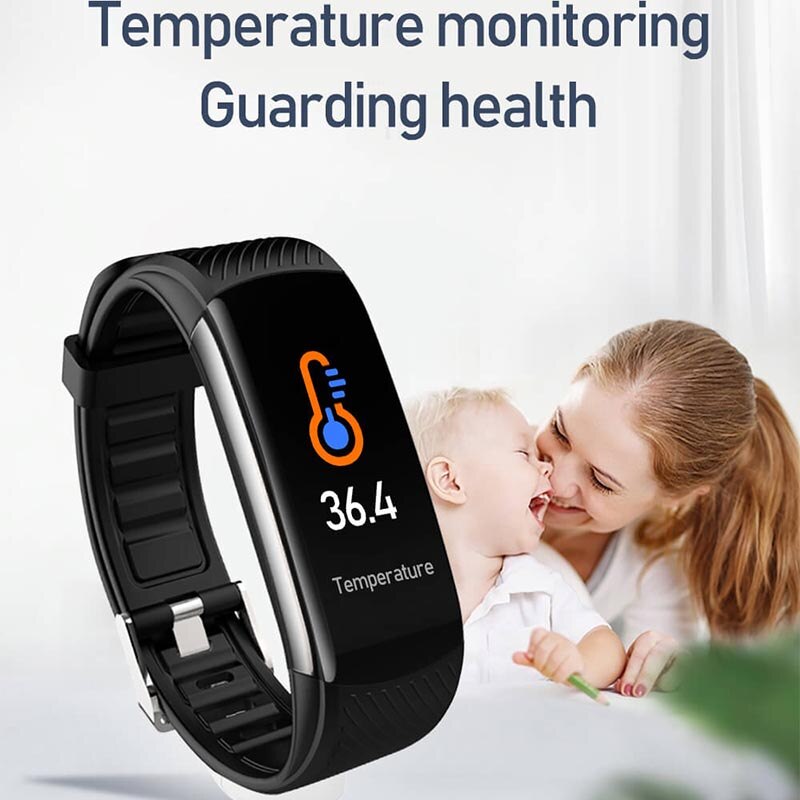 C6t kroppstemperatur smart armband klocka vattentät pulsmätare smartband armband fitness hälsa tracker smartwatch