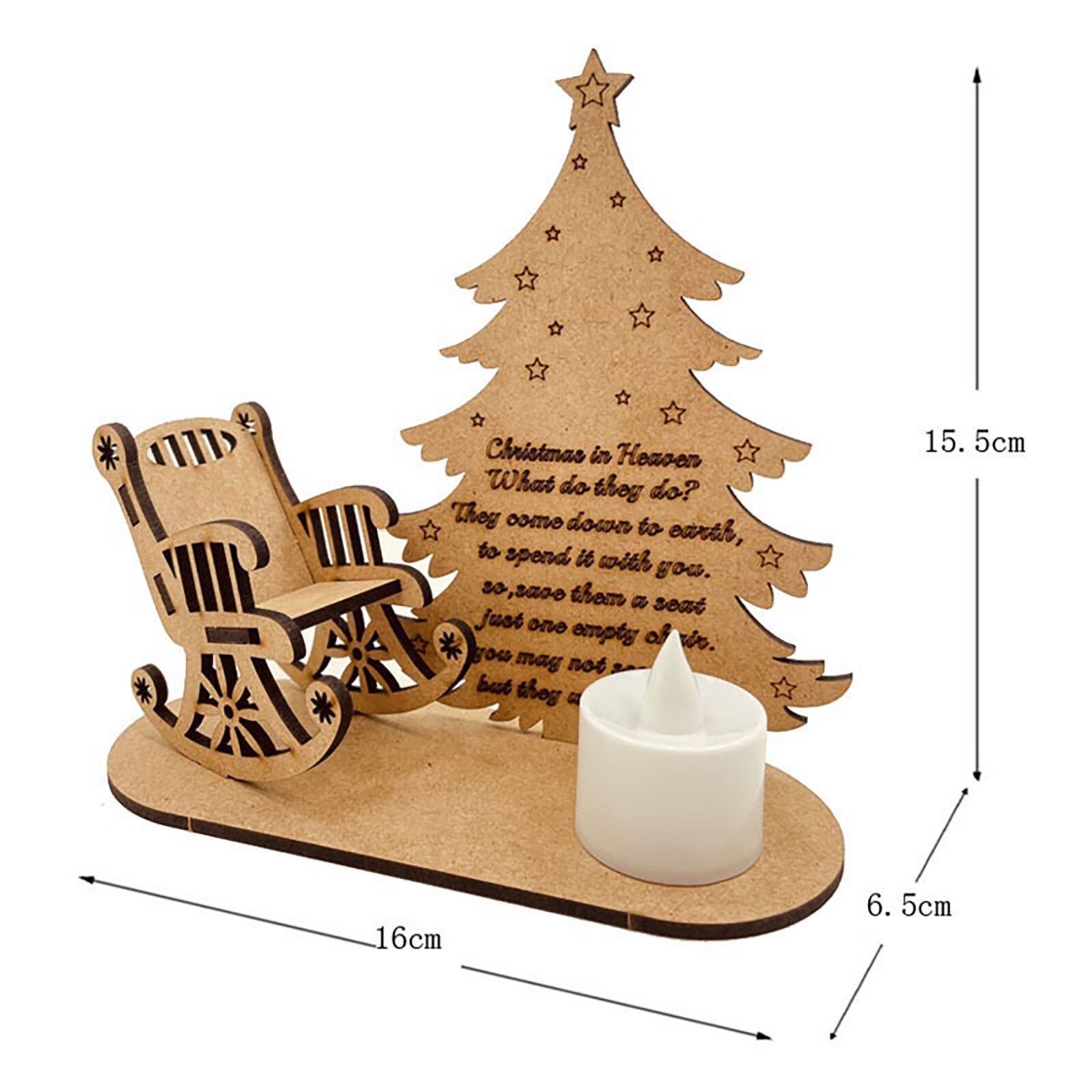 LED Candle Light Wooden Craft for Christmas Decoration Remembrance Candle Ornament with Chair to Remember Loved Ones: A
