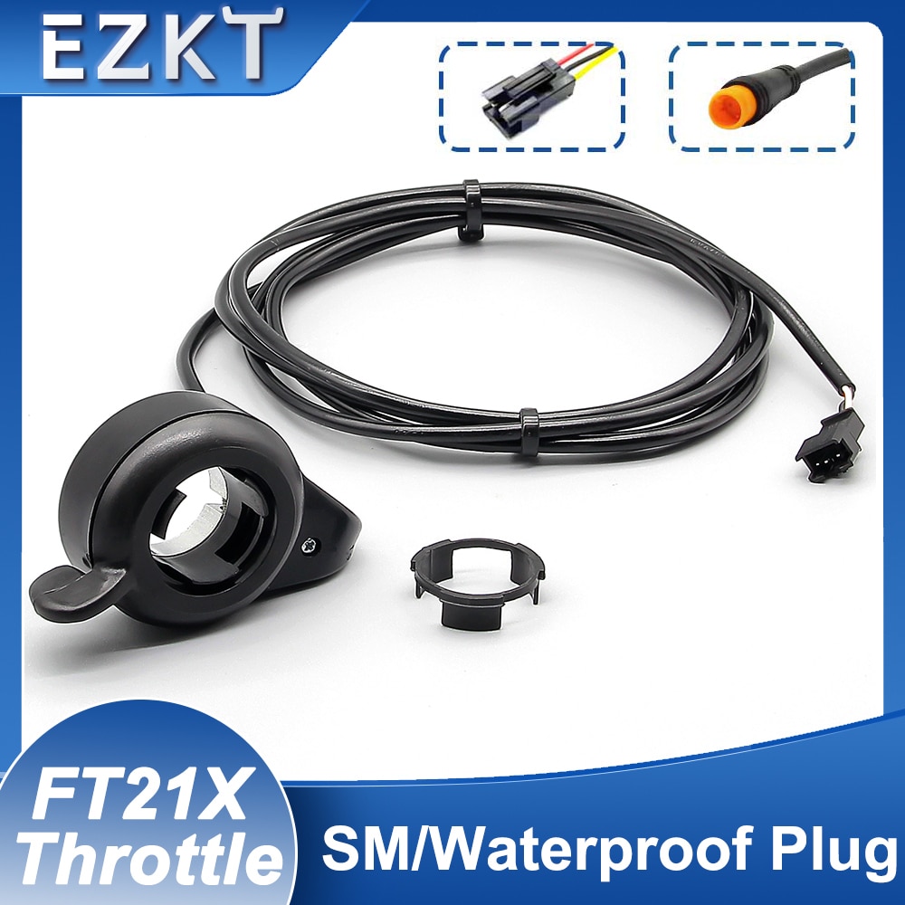 Electric Bike Right Thumb Throttle WUXING FT21X Finger Throttle 24V 36V 48V 60V 72V Universal,Waterproof/SM Connector