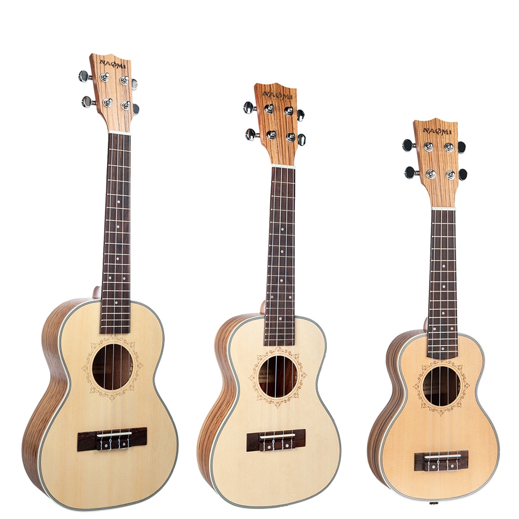 4 Strings Acoustic Ukulele Spruce Panel Zebrawood Side And Back Hawaii Guitar Guitarra 21" 23" 26" Ukulele Option