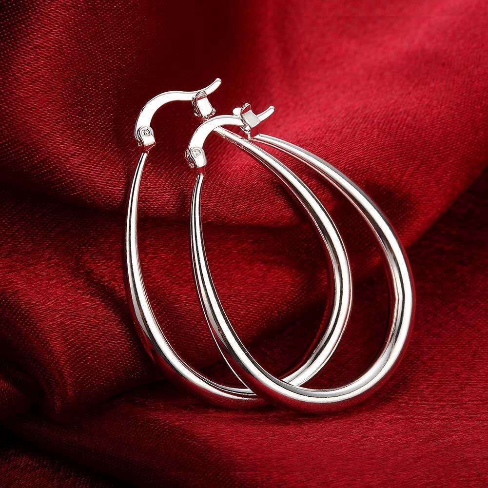 925 Sterling Silber 4,4 cm Oval ohrringe 18K Gold überzogene ohrringe Schmuck Hochzeit Weihnachten