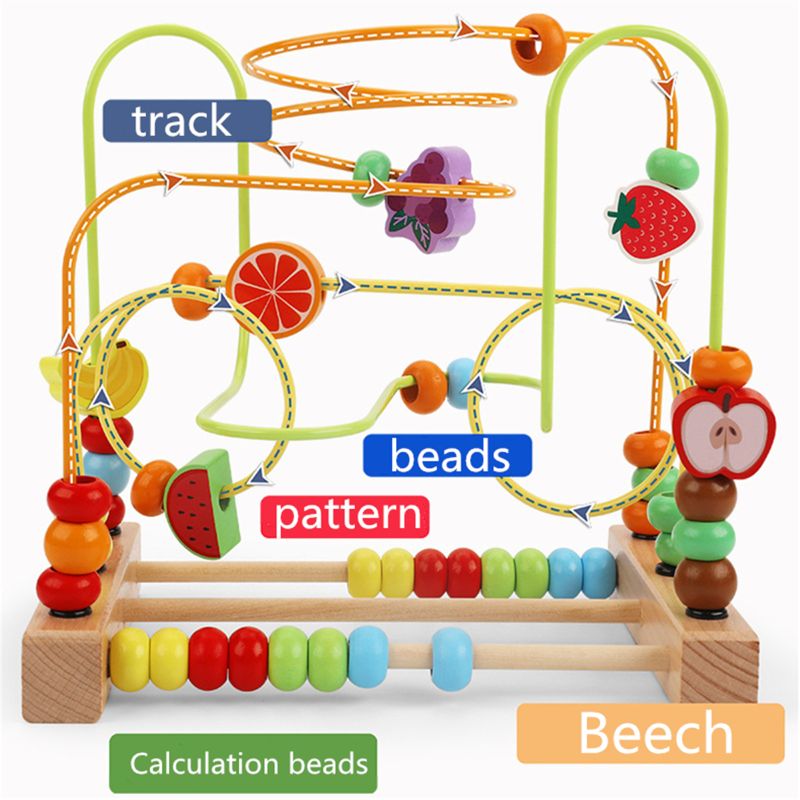 Jouet de labyrinthe de perles pour les tout-petits en bois coloré montagnes russes jouets éducatifs de cercle pour les enfants glissant des perles sur le fil de torsion