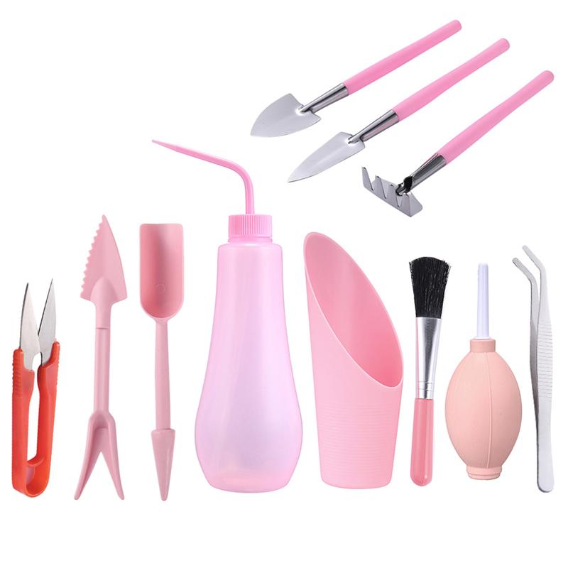 1 Set of 11pcs Mini Garden Hand Tools Garden Plant Succulent Tools Kit (Pink): Pink