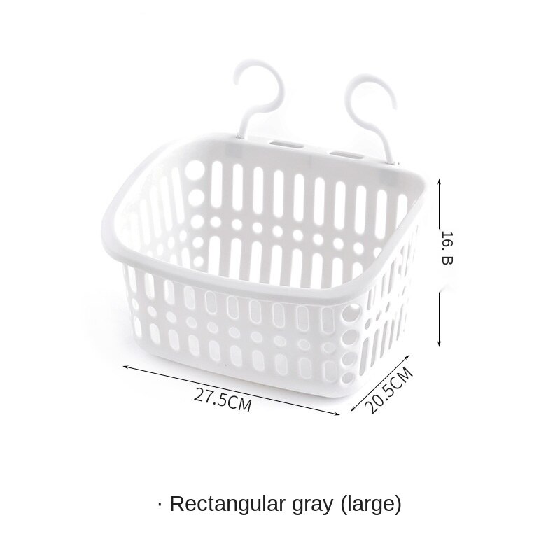 Hanging Storage Basket Bathroom Hanging Basket Toilet Plastic Storage Basket Wall Hanging Storage Basket Plastic Storage Holder: Rectangular-gray-L