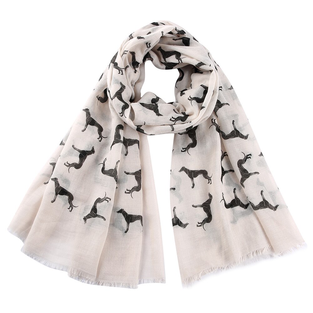 Dameskjerf med dyretrykk i koreansk stil nydelig hundesjal 70*180cm polyester pustedusker tynt skjerf