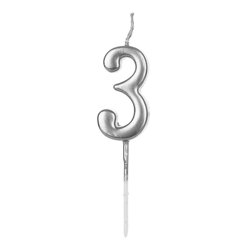 1 PC Gelukkige Verjaardag Nummer 0-9 Kaarsen Rose Gold Sliver Cake Topper Feestartikelen Cupcake Decor Cake topper: 3silver