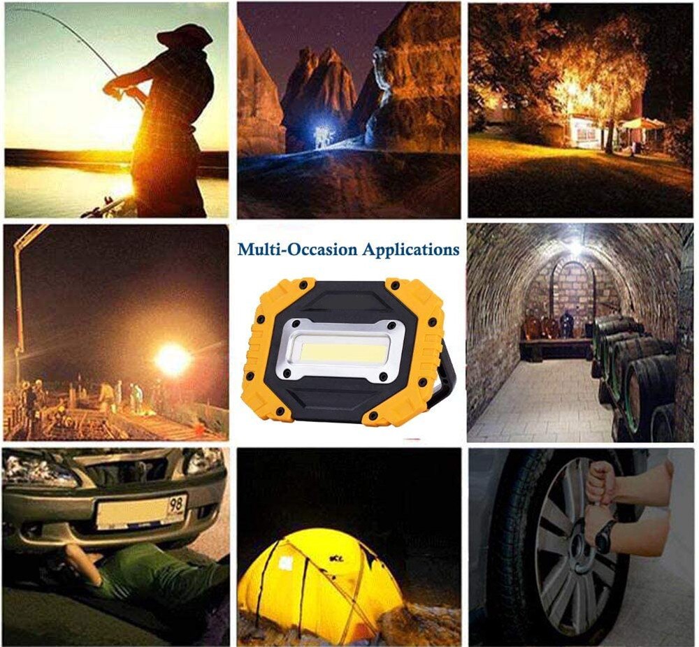 100W Led Work Light 180 Degrees Adjustable Super Bright Waterproof Lanterns Spotlight for Outdoor Repairing Camping Uses 4AA