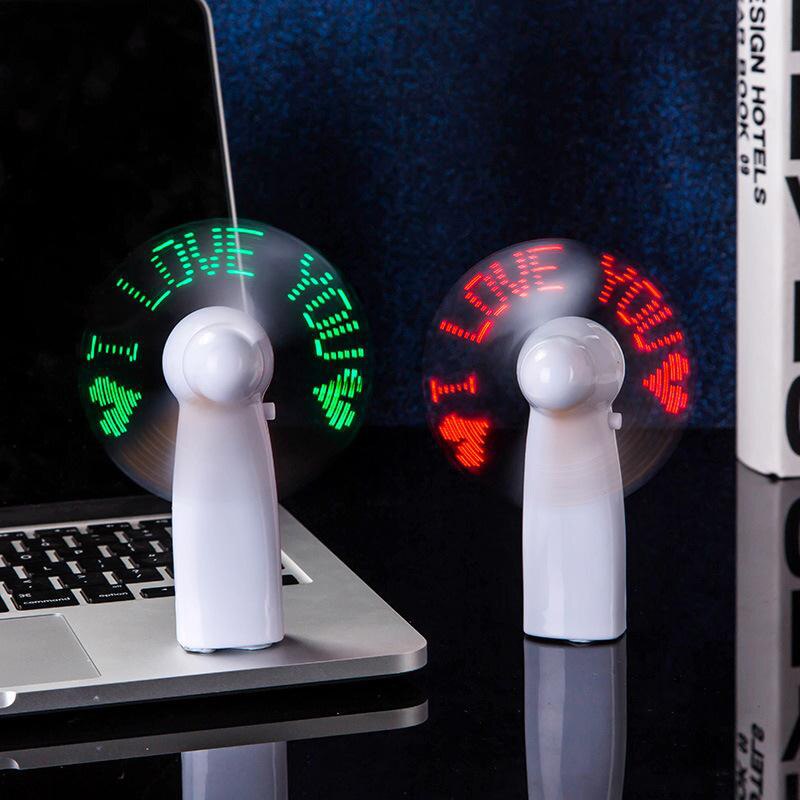 LED Fan Portable Flashing Colorful Light Cooling Fan Battery Operated Festival Confession Desktop Cooler