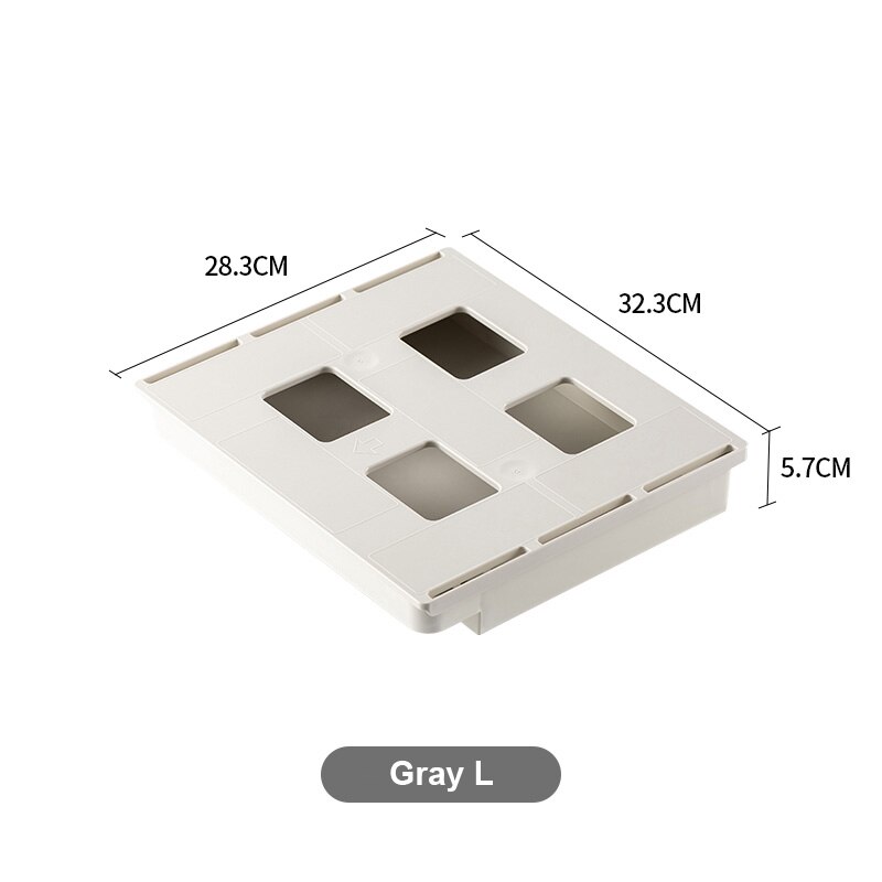 1PC Drawer Plastic Self-adhesive Under Desk Table Storage Drawer Portable Memo Pen Stationery Storage Box Case for Home Office: 1 Pc Gray L