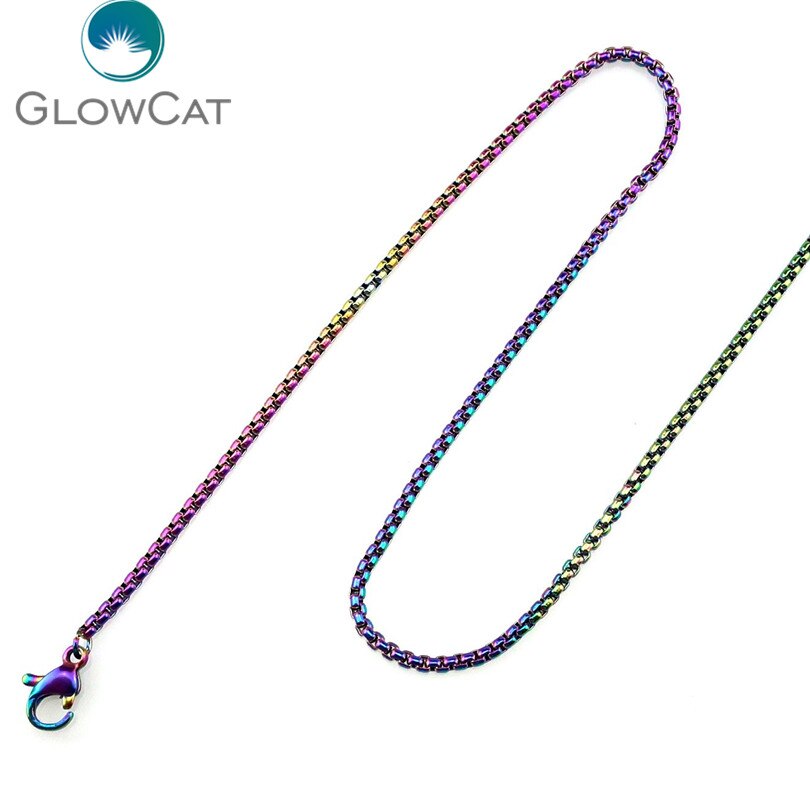 5 Stks/partij Meer Keuze Meer Stijl Regenboog Kleur Rvs Ketting Ketting Link Sieraden Maken: 45cm / Gerhodineerd