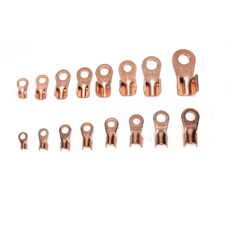 AU05 -Open Barrel Wire Crimp Copper Ring Lugs Terminal Connector with 2:1 Heat Shrink Tubing Assortment Kit