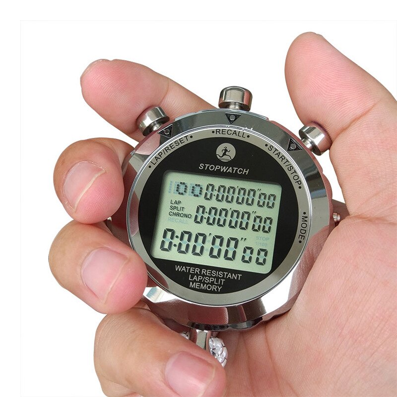 PS-538 Stopwatch Timing Sports Classic Multi-function Metal Timer Digital Display Dwaterproof Electronic Chronograph