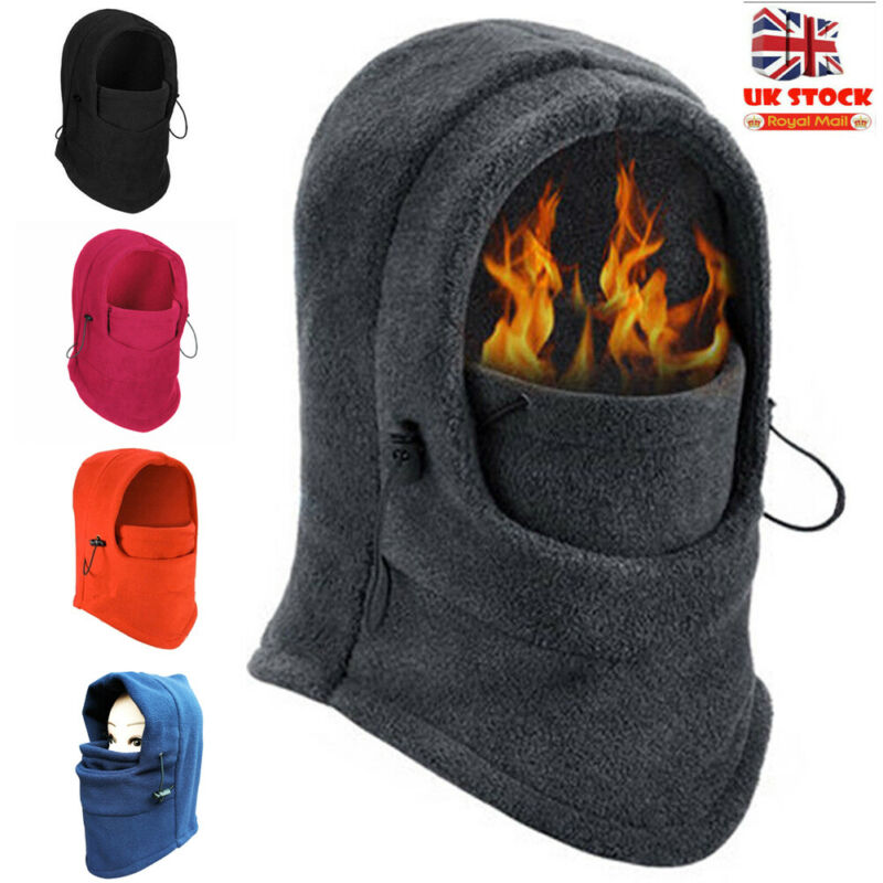 Unisexe hiver Snood polaire écharpe capuche cou visage masque couleur unie cyclisme Ski chapeau