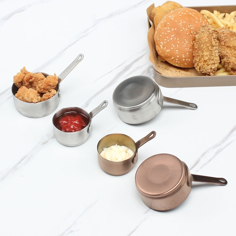 304 stainless steel sauce bowl steak sauce pot Korean teppanyaki black pepper bucket mini juice with handle