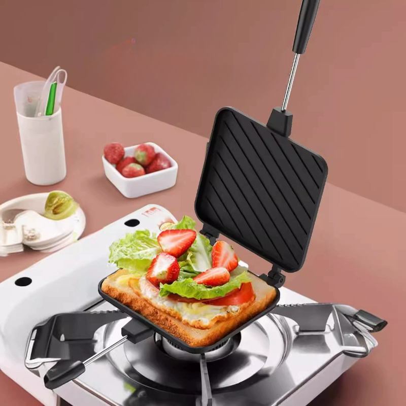 Aluminum Alloy Sandwich Maker Pan Double Sided Frying Pan Non-Stick Sandwich Grill Pan Detachable Sandwich Maker Cookware