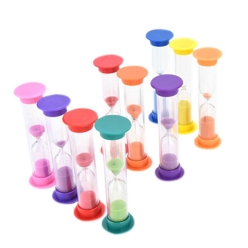 Minuterie en sablier coloré pour enfants (1/2/3 minutes), minuterie pour le sable et le bois pour la cuisine, décoration de la maison